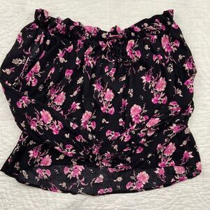 BP. Floral Tie Neck Long Sleeve Peasant Blouse size Medium